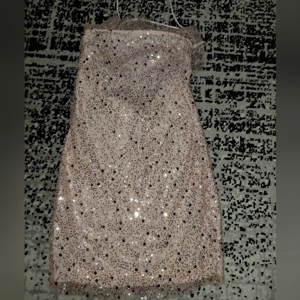 NWT Lucy in the Sky Small Pink Sequin Mini Dress Y2K Party Homecoming Ruffle